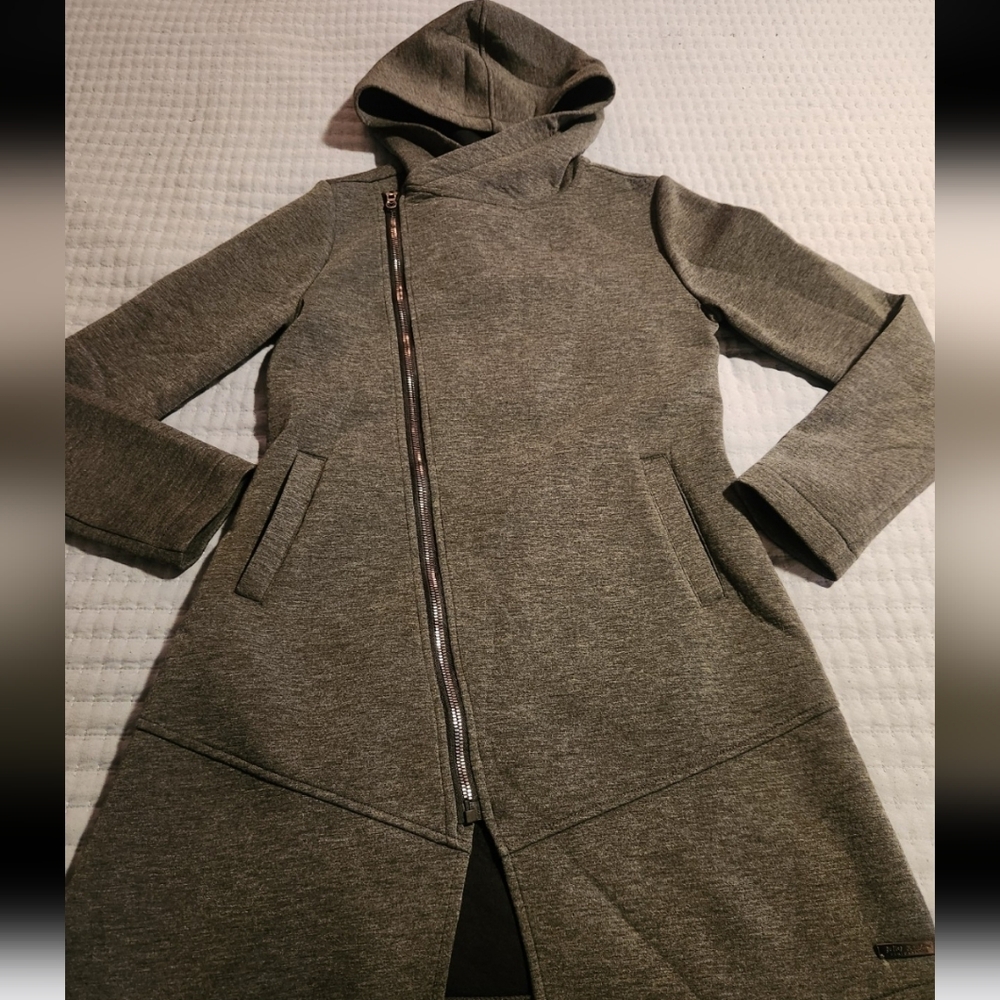 Betsey Johnson Performance Neoprene Hooded Jacket Asymmetrical Zipper XS